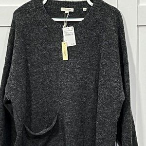 Max Studio Tweed Sweater Womens Large Gray Knit Long Raglan Sleeve Pocket NWT